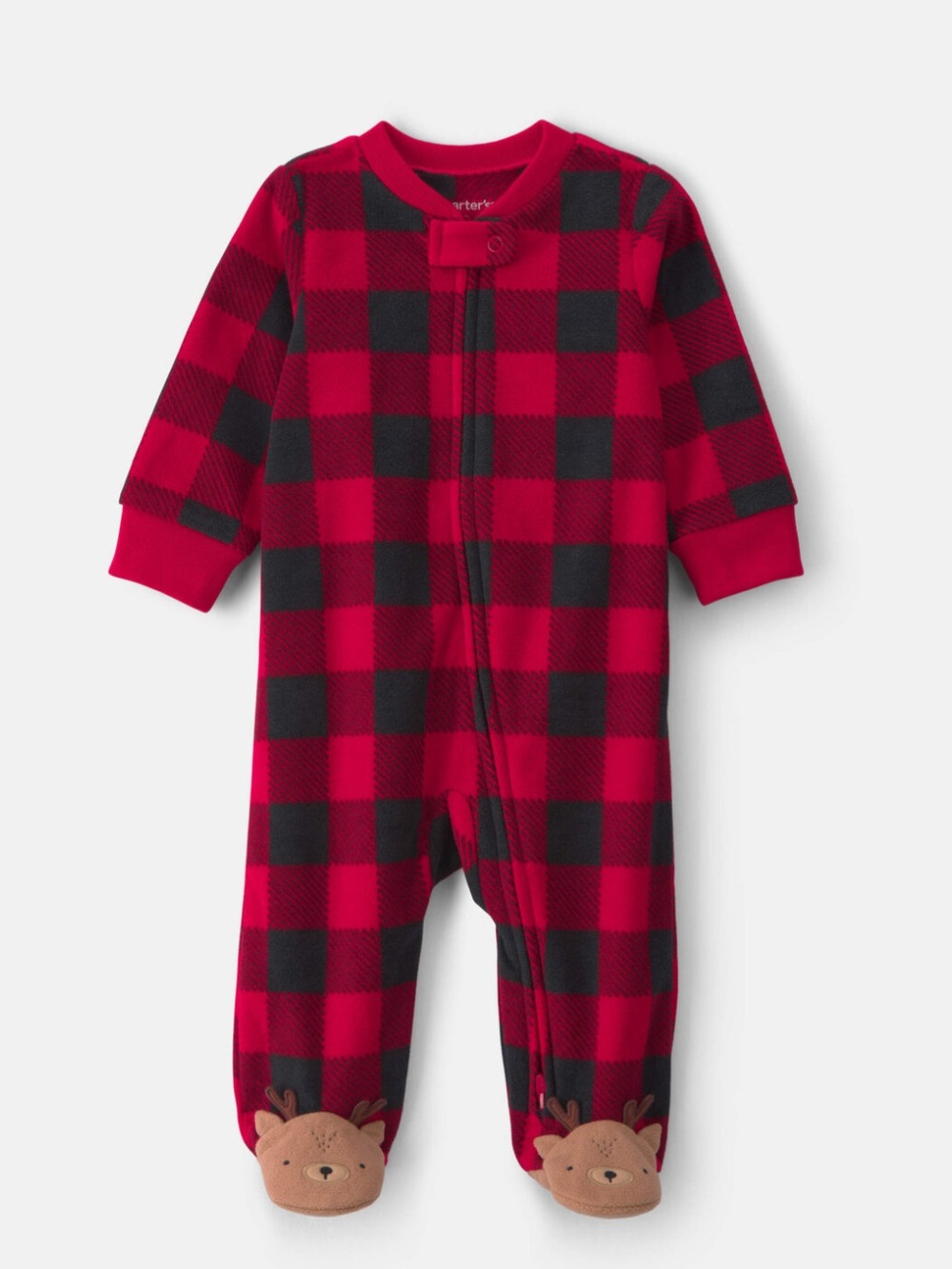 Carter's Red & Black Buffalo Plaid Fleece Zip Footed Sleeper